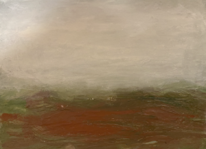 Red Landscape Oil on wood panel 12x 12 2024